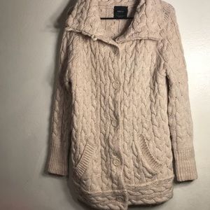 ZARA knit wool collared sweater cream knit size SM